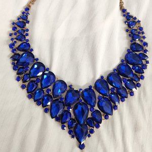 Faux Blue Sapphire Gold necklace Burning Man approved